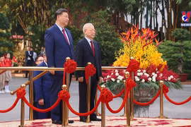 越共中央总书记阮富仲与中共中央总书记、国家主席习近平举行会谈