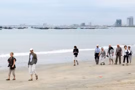国际游客游览岘港市沙滩（来源：越通社）