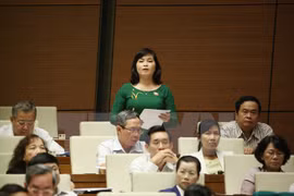 芹苴市国会代表在会上发表意见（图片来源：越通社）