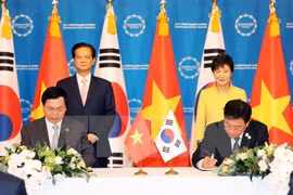 越韩FTA谈判结束签约仪式​ （图片来源：越通社）