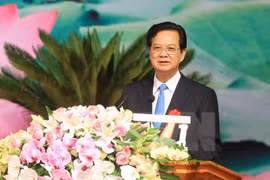 阮晋勇总理在大会上发表讲话（图源：越通社）