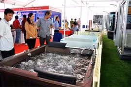 前来观看2015年越南芹苴市国际建材展的参观者