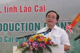 越南政府副总理黄忠海出席二号磷酸氢二铵高档化肥厂落成典礼（图片来源：越通社）