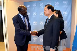 武文宁 副总理与贸发会议秘书长穆希萨·基图伊。（图片来源：越通社）