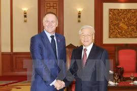 越共中央总书记阮富仲会见新西兰总理约翰•基（图片来源：越通社）