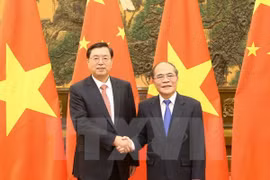越南国会主席阮生雄与中国全国人大常委会委员长张德江（图片来源：越通社）