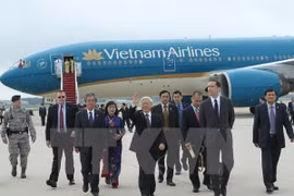 阮富仲总书记抵达美国华盛顿