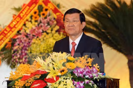 越南国家主席张晋创在越共清化省第十八次代表大会发表讲话（图片来源：越通社）