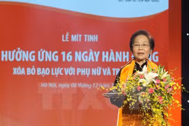 越南国家 副主席阮氏缘在集会上发表讲话