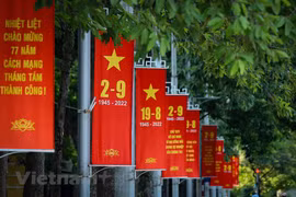 组图：庆祝第77个国庆日: 河内各条街道喜庆气氛浓郁