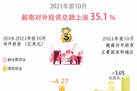 图表新闻：2021年前10月越南对外投资总额上涨35.1%