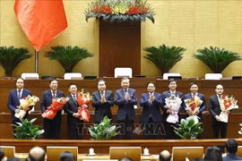 苏林总书记、范明政总理和国会主席陈青敏向获任人员表示祝贺。图自越通社