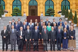 越南国家主席苏林与欧盟及成员国大使及临时代办合影。图自越通社