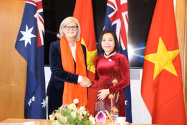 越南国会副主席阮氏青会见澳大利亚总督萨曼莎·莫斯廷。图自越通社