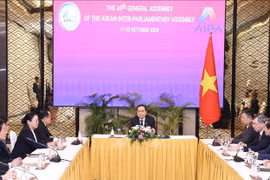 越南国会主席陈青敏会见老挝国家审计署署长万塔维松·特帕占 图自越通社