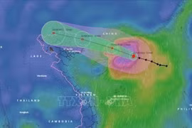 受第三号台风的影响 25日下午越南北部地区出现大暴雨到特大暴雨