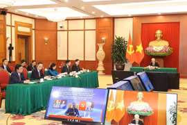 越共中央总书记阮富仲与莫桑比克总统菲利佩·纽西举行会谈