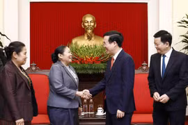 越共中央政治局委员、书记处常务书记武文赏会见老挝人民革命党中央组织部高级代表团一行