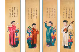 越南美术博物馆展出收藏的四条屏民间画