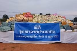老挝销毁大量毒品