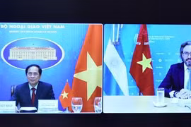 越南外交部长裴青山与阿根廷外交部长卡菲耶罗通电话