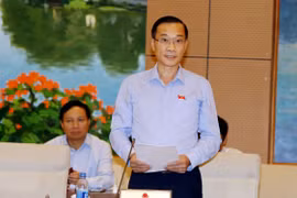 国会经济委员会主任、国会常委会监督代表团团长武鸿青在会上发表讲话。（图片来源：越通社）
