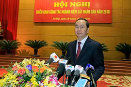 越南国家主席陈大光出席2018年人民检察部门工作任务部署会议( 组图）