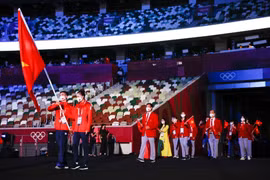 组图：2020年东京奥运会开幕式中越南代表团入场仪式