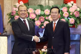 越南国家主席武文赏会见统一俄罗斯党主席、俄罗斯联邦安全会议副主席梅德韦杰夫