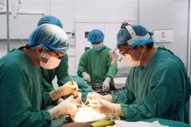 大水镬医院和越德医院的医师队伍努力进行器官移植