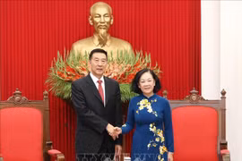 越共中央书记处常务书记张氏梅会见中国全国政协副主席王勇