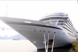 广宁省下龙市迎接两艘国际游轮