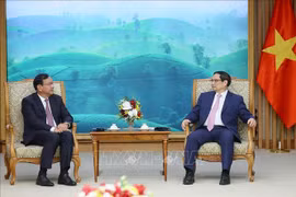 越南政府总理范明政会见柬埔寨人民党中央外委会主席布拉索昆