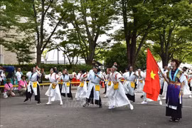 越日关系50周年：越南舞蹈队在日本鸣子舞节上演出