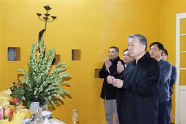 苏林总书记在胡志明主席遗迹进香。图自越通社