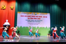 印度艺术代表团的表演节目。图自越通社