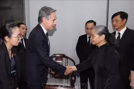 美国国务卿布林肯向阮富仲总书记夫人吴氏敏表示慰问。图自越通社