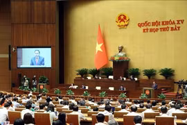国会主席陈青敏主持质问与解答活动。图自越通社