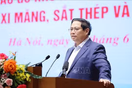越南政府总理范明政在会上发言。图自越通社