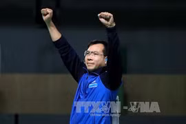 越南射击选手黄春荣以191.3环的成绩获得银牌。（图片来源：越通社）