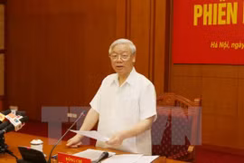 阮富仲总书记在中央反腐败指导委员会第十次会议上发表讲话（图片来源：越通社）