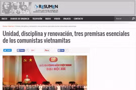 阿根廷《拉丁美洲综述》教育与讨论专刊刊登赞美越共十二大的文章（图片来源：越通社）