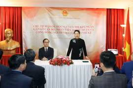 阮氏金银亲切会见越南驻土耳其大使馆工作人员和旅土越南人社群