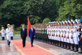 越南国家主席陈大光欢迎印尼总统到访 双方举行会谈