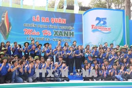 胡志明市6万多名大学生参加2018年蓝色夏天志愿服务战役出征仪式