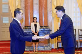 越南国家主席陈大光接受九国新任驻越大使递交国书