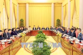 越南国家副主席邓氏玉盛会见日本工商总会代表团