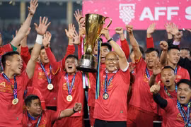 2018年铃木杯东南亚足球锦标赛决赛第二回合： 越南队以3比2总比分完胜 夺得冠军
