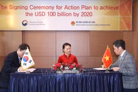 越南与韩国签署谅解备忘录 力争2020年实现双边贸易额达1000亿美元目标