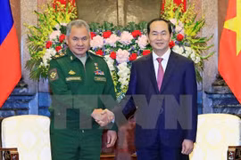 越南国家主席陈大光会见俄罗斯联邦国防部部长谢尔盖